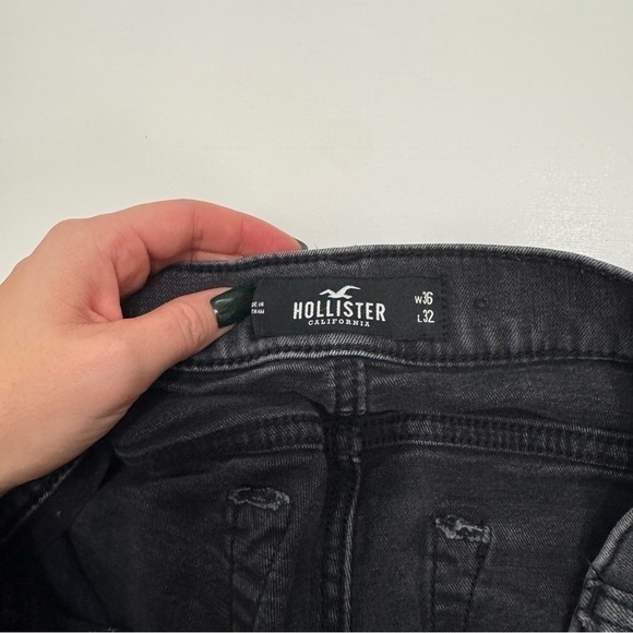 Hollister black faded distressed slim taper jean size 36 - Picture 6 of 10